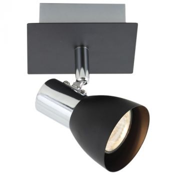 Brightstar S056/1 BLACK Polished Chrome and Matt Black Spotlight