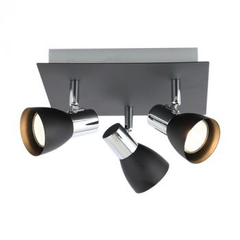 Brightstar S056/3 BLACK Polished Chrome and Matt Black Spotlight
