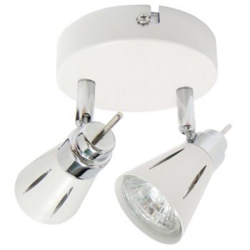 Brightstar S066/2 WH/CHR White and Polished Chrome Spotlight