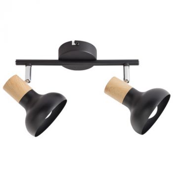 Brightstar S402/2 BLACK Black Metal with Wood Finish and Polished Chrome