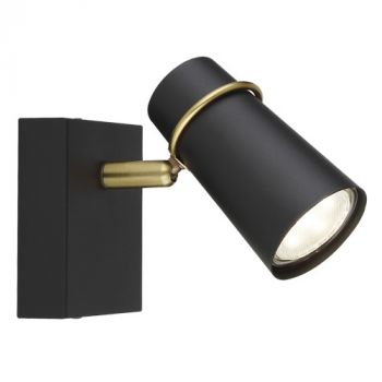 Brightstar S411/1 BLACK Spotlight with Antique Trim and Tapered Head Black