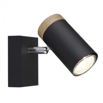 Brightstar S412/1 BLACK Spotlight with Wood Finish Black