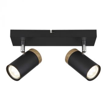 Brightstar S412/2 BLACK Spotlight with Wood Finish Black