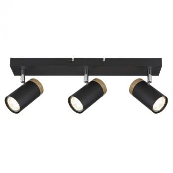 Brightstar S412/3 BLACK Spotlight with Wood Finish Black