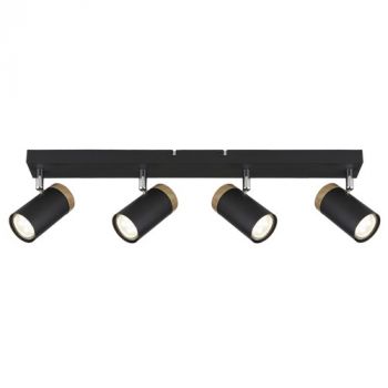Brightstar S412/4 BLACK Spotlight with Wood Finish Black