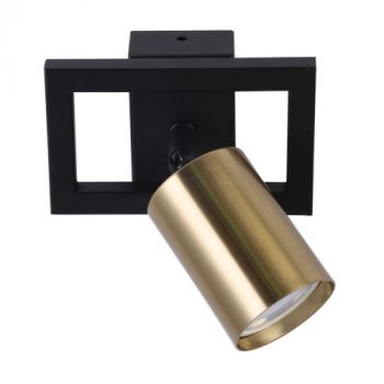 Brightstar S414/1 SATIN BRASS 1 Light 50W Adjustable Spotlight GU10 Black and Satin Brass