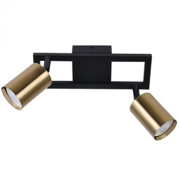Brightstar S414/2 SATIN BRASS 2 Light 50W Adjustable Spotlight GU10 Black and Satin Brass