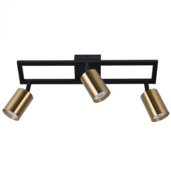 Brightstar S414/3 SATIN BRASS 3 Light 50W Adjustable Spotlight GU10 Black and Satin Brass