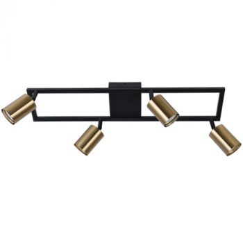 Brightstar S414/4 SATIN BRASS 4 Light 50W Adjustable Spotlight GU10 Black and Satin Brass