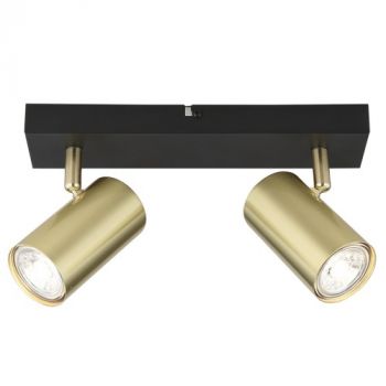 Brightstar S418/2 BK/GD Metal 2 x GU10 Spotlight Black and Gold