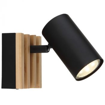 Brightstar S423/1 WOOD Wood Spotlight GU10 Black and Light Wood 90x80mm