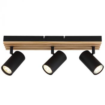 Brightstar S423/3 WOOD Wood Spotlight 3 x GU10 Black and Light Wood 410x80mm