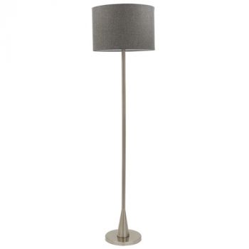 Brightstar SL037 SATIN Satin Chrome Standing Lamp with Grey Fabric Shade