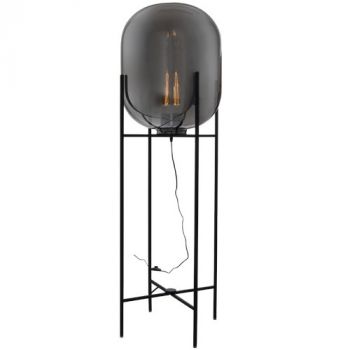 Brightstar SL082 SMOKE Metal Floor Lamp with Smoke Colour Glass