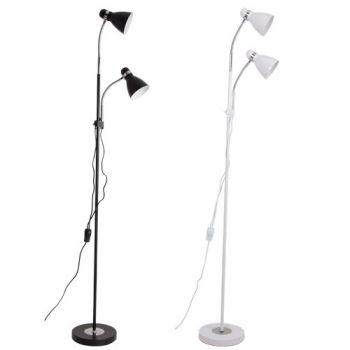 Brightstar SL089 BLACK Metal and Polished Chrome Floor Lamp with Gooseneck Arms Black