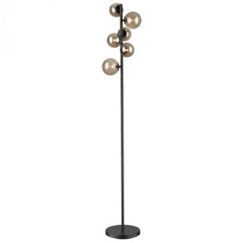 Brightstar SL401 MATT BK Floor Lamp with Smoke Colour Glass Matt Black