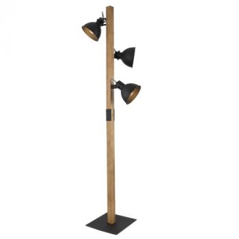 Brightstar SL413 BLACK Metal and Wood Standing Lamp On / Off Foot Switch