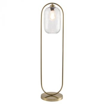 Brightstar SL422 BRASS Metal Floor Lamp with Clear Wavy Glass and On/Off Foot Switch