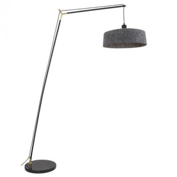 Brightstar SL430 BLACK Metal and PET Floor Lamp with Marble Base and Grey Felt Shade