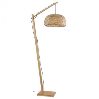 Brightstar SL431 WOOD Wood and Metal Floor Lamp with Bamboo Shade