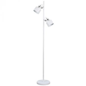Brightstar SL437 WHITE Metal Standing Lamp with On / Off Foot Switch Matt White and Satin Chrome with White Inner