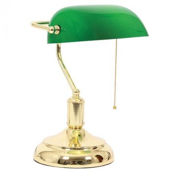 Brightstar TL021 GREEN, TL021 WH Bankers Lamp with Pull Switch Table Lamp (Multiple Colours/Finishes)