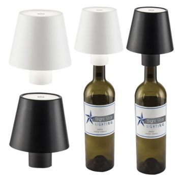 Brightstar TL038 BLACK, TL038 WHITE 2.5W LED Rechargeable Lamp which fits onto an open wine bottle (Multiple Colours/Finishes)