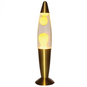 Brightstar TL109 YELLOW & CLEAR Lava Lamp with Satin Brass Base Yellow and Clear
