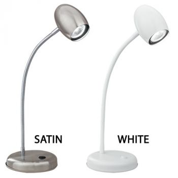 Brightstar TL140 SATIN, TL140 WHITE Desk Lamp with Switch and Adjustable Gooseneck Arm (Multiple Colours/Finishes)