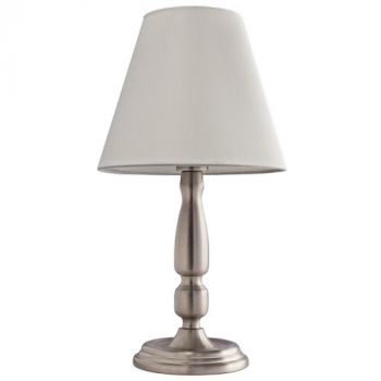 Brightstar TL149 STRAW SATIN Satin Chrome Base with Fabric Shade Table Lamp Straw Satin