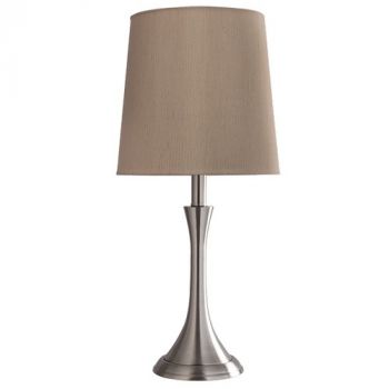 Brightstar TL155 SATIN Satin Chrome Base with Hessian Colour Fabric Shade