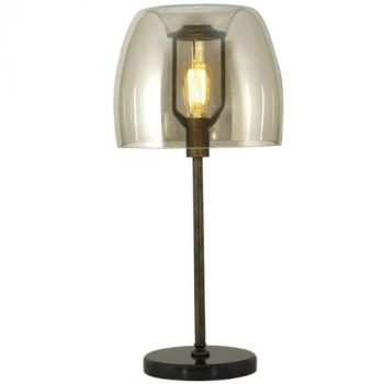 Brightstar TL175 COGNAC Metal Table Lamp with Cognac Colour Glass
