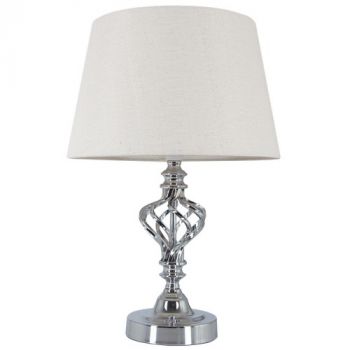 Brightstar TL176 CHROME Polished Chrome Table Lamp with Cream Fabric Shade