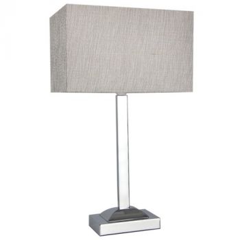 Brightstar TL178 CHROME Polished Chrome Table Lamp with Champagne Fabric Shade