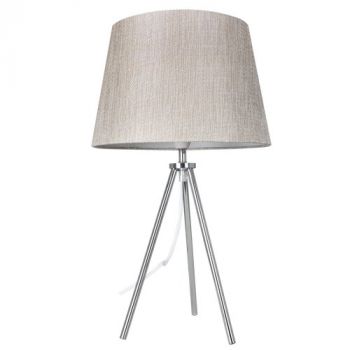 Brightstar TL179 CHROME Polished Chrome Table Lamp with Champagne Fabric Shade