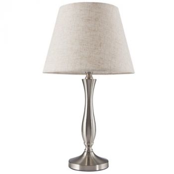 Brightstar TL181 SATIN Metal Desk Lamp with Hessian Shade