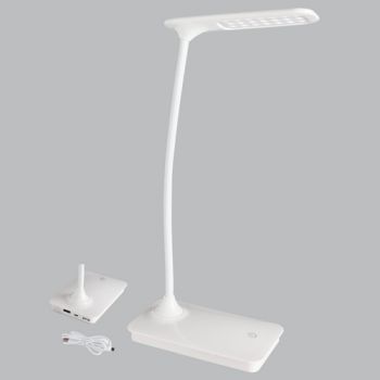 Brightstar TL182 WHITE LED ABS and Metal Desk Lamp with Flexi Arm and USB Port