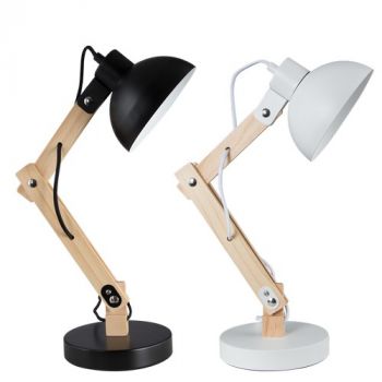 Brightstar TL193 BLACK, TL193 WHITE Metal and Wood Desk Lamp (Multiple Colours/Finishes)