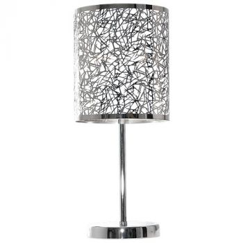 Brightstar TL400 CHROME Polished Chrome Table Lamp with Silver Patterned Shade