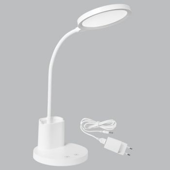 Brightstar TL649 WHITE Rechargeable LED Table Lamp, Dimmable and CCT, USB Charging Port IP20