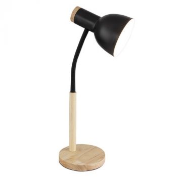 Brightstar TL668 BLACK Metal and Wood Table Lamp with Flexi Arm IP20 Black