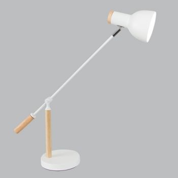Brightstar TL669 WHITE Metal and Wood Table Lamp Adjustable Height IP20 White