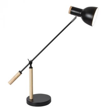Brightstar TL670 BLACK Metal and Wood Table Lamp Adjustable Height IP20 Black