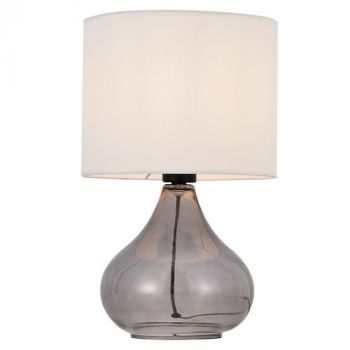Brightstar TL674 BEIGE Smoke Colour Glass Table Lamp with Beige Shade