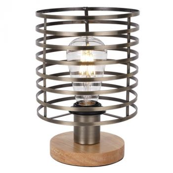 Brightstar TL676 WOOD Metal Table Lamp with Light Wood Base Antique Brass