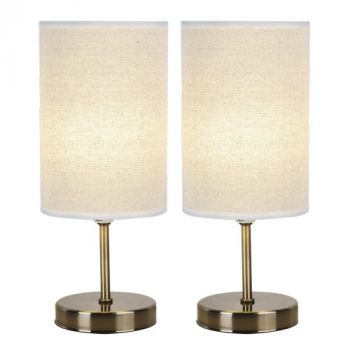 Brightstar TL679 ANTIQUE Antique Brass Base with Hessian Shade Twin Pack