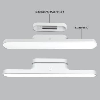 Brightstar TL683 WHITE 3W Magnetic Rechargeable LED Table or Wall Lamp with Touch Control and USB Cable White