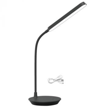 Brightstar TL684 BLACK 4W Rechargeable LED Table Lamp with Flexible Arm, Touch Control and Type C USB Cable Black