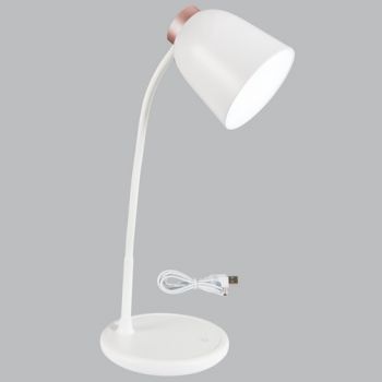Brightstar TL689 WHITE 4W Rechargeable LED Table Lamp with Flexi Arm and Touch Control with USB Cable White