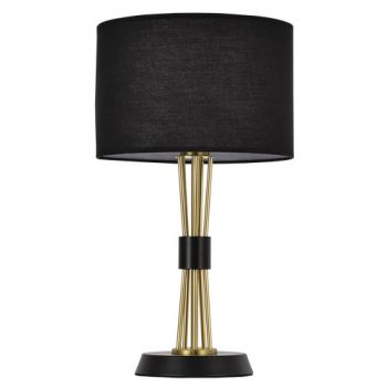 Brightstar TL692 BLACK Metal Table Lamp with Black Fabric Shade